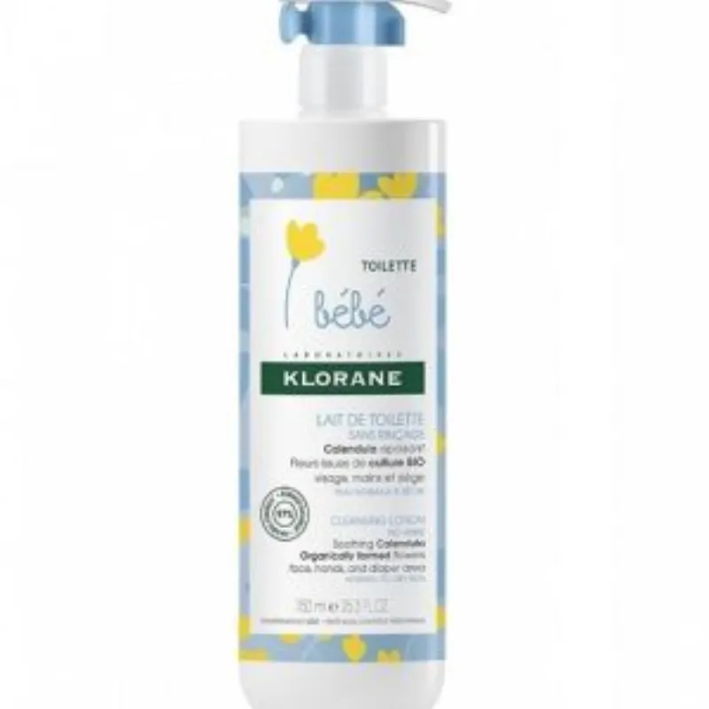 Klorane Bébé – Lait de toilette sans rinçage au Calendula apaisant – Bébé – Peau normale à sèche 500 ml –  | Parasativa Maroc