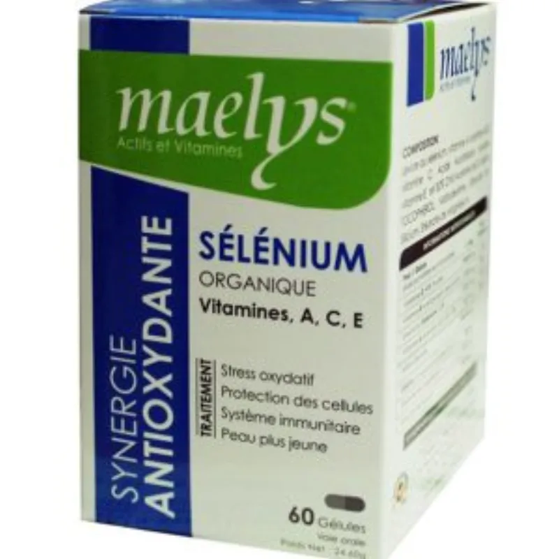 Maelys Sélénium Organique Vitamines A C E – 60 Gélules –  | Parasativa Maroc