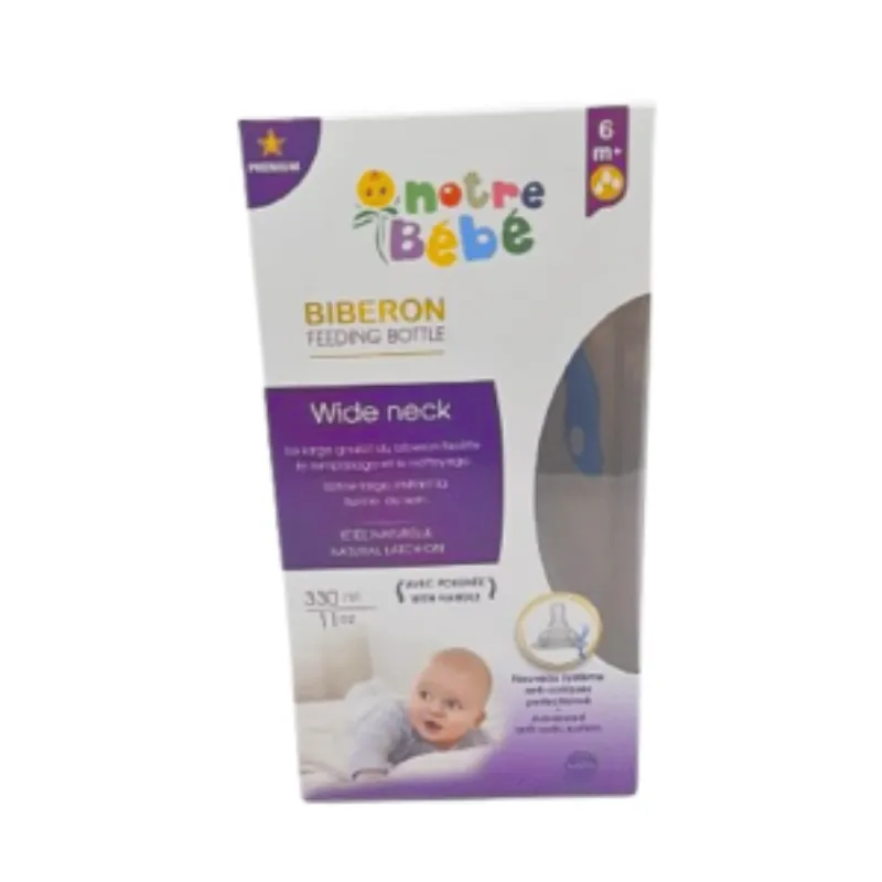 Notre Bebe Biberon Wide Neck Avec Poignet +6m 330ml –  | Parasativa Maroc