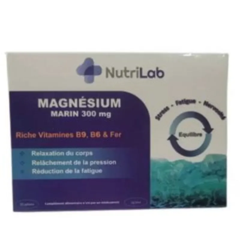 NUTRILAB Magnesium Marin 300mg 30 Gelules –  | Parasativa Maroc