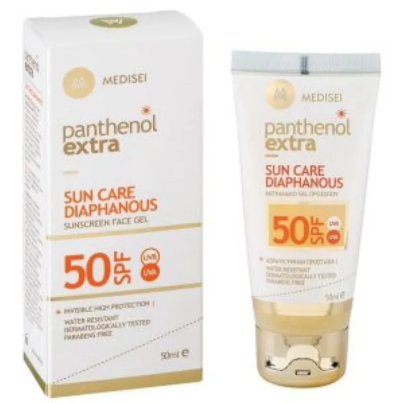 MEDISEI PANTHENOL EXTRA Protection Solaire DIAPHANE SPF 50 Gel invisible pour le visage –  | Parasativa Maroc