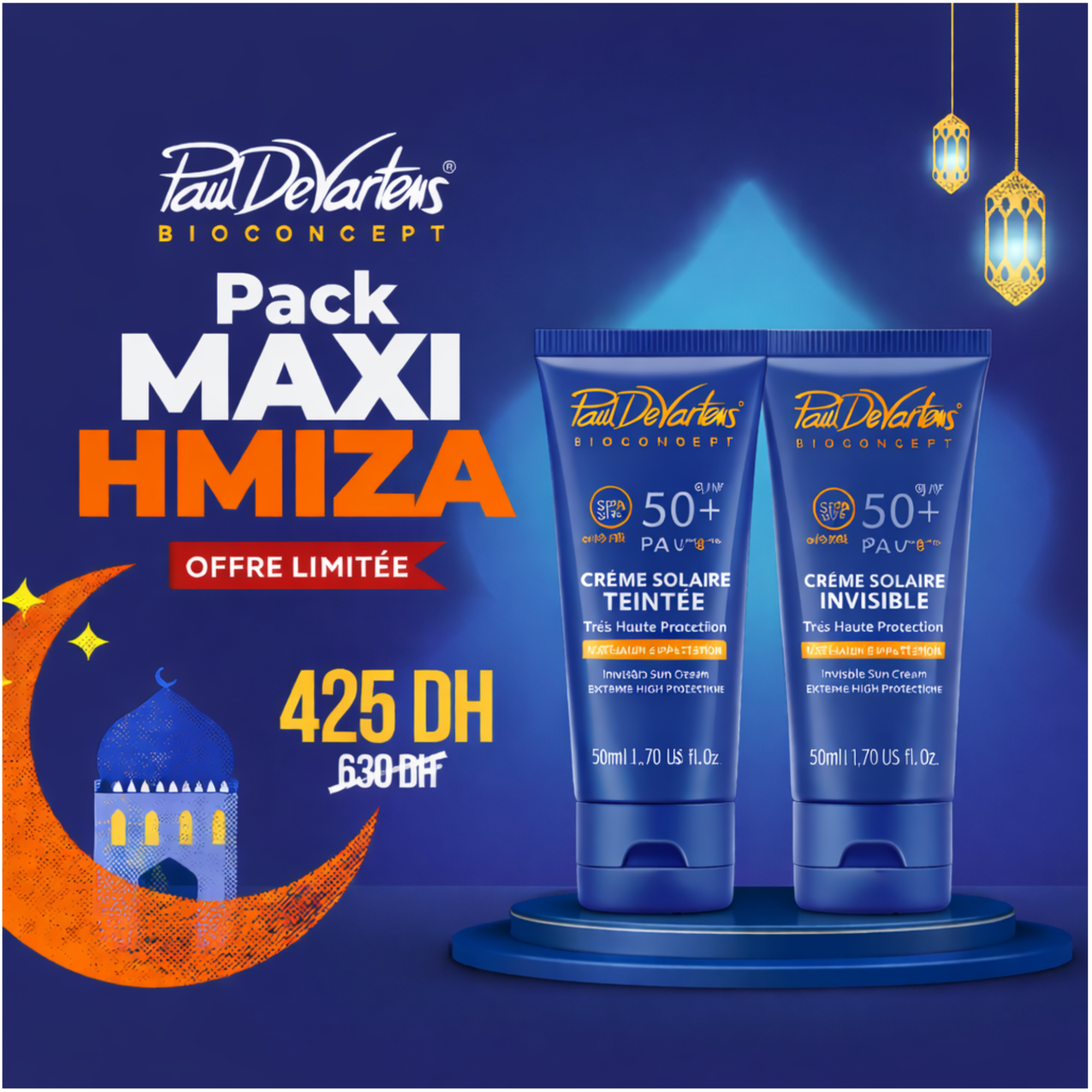 PAUL DE VARTENS PACK SPF50+ – CRÈME SOLAIRE TEINTÉE 50ML + INVISIBLE 50ML –  | Parasativa Maroc