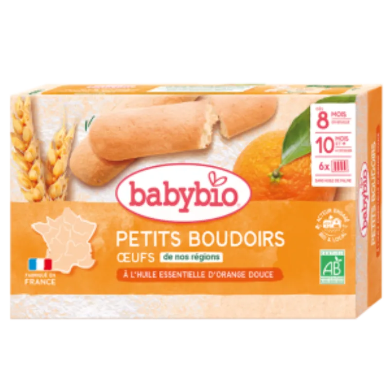 BABYBIO Petits Boudoirs à l’huile Essentielle d’orange Douce 120G –  | Parasativa Maroc