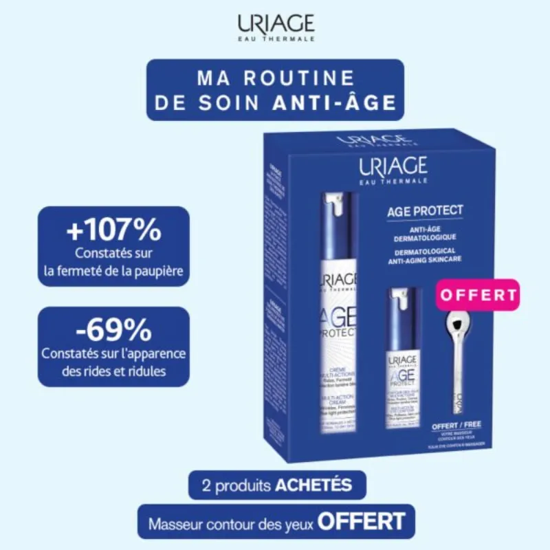 URIAGE Age protect Duo Coffret Crème Peau Normale à Sèche = Contour des Yeux + Masseur CTY –  | Parasativa Maroc