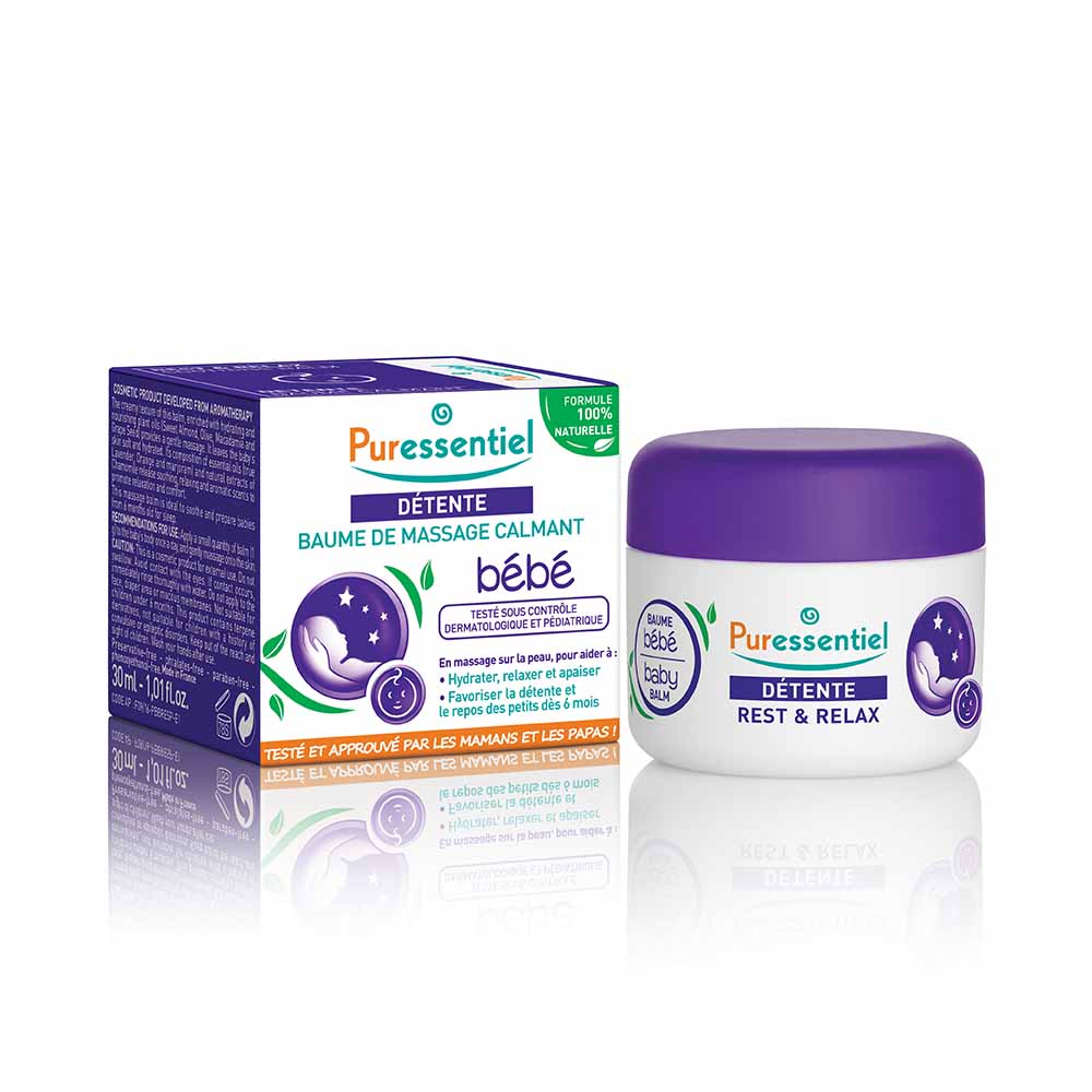 PURESSENTIEL DETENTE BAUME DE MASSAGE CALMANT BEBE 30ML –  | Parasativa Maroc