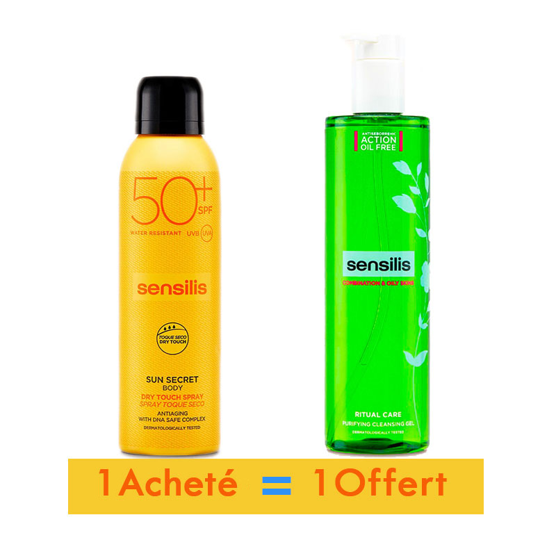 SENSILIS PACK [SUN SECRET SPRAY TOUCHER SEC SPF50+] + [RITUAL CARE PURIFYING CLEANSING GEL ] –  | Parasativa Maroc