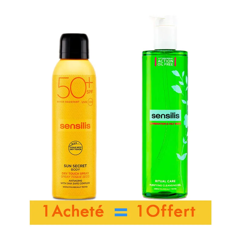 SENSILIS PACK [SUN SECRET SPRAY TOUCHER SEC SPF50+] + [RITUAL CARE PURIFYING CLEANSING GEL ]