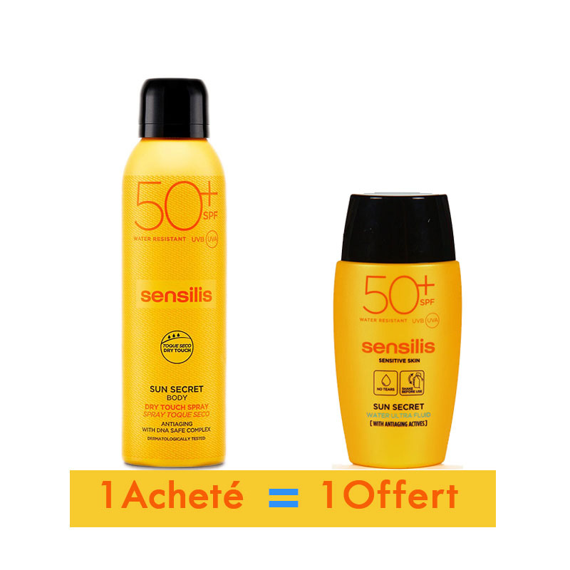 SENSILIS PACK [SUN SECRET SPRAY TOUCHER SEC SPF50+] + [SUN SECRET WATER ULTRA FLUIDE SPF50+] –  | Parasativa Maroc