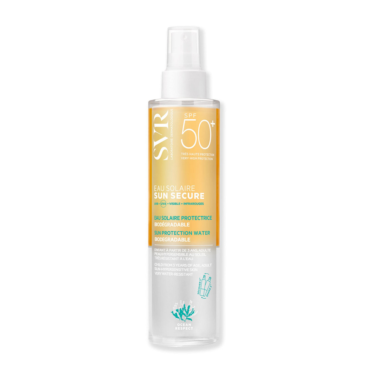 SVR SUN SECURE EAU PROTECTRICE BIODEGRADABLE SPF50+200ML –  | Parasativa Maroc