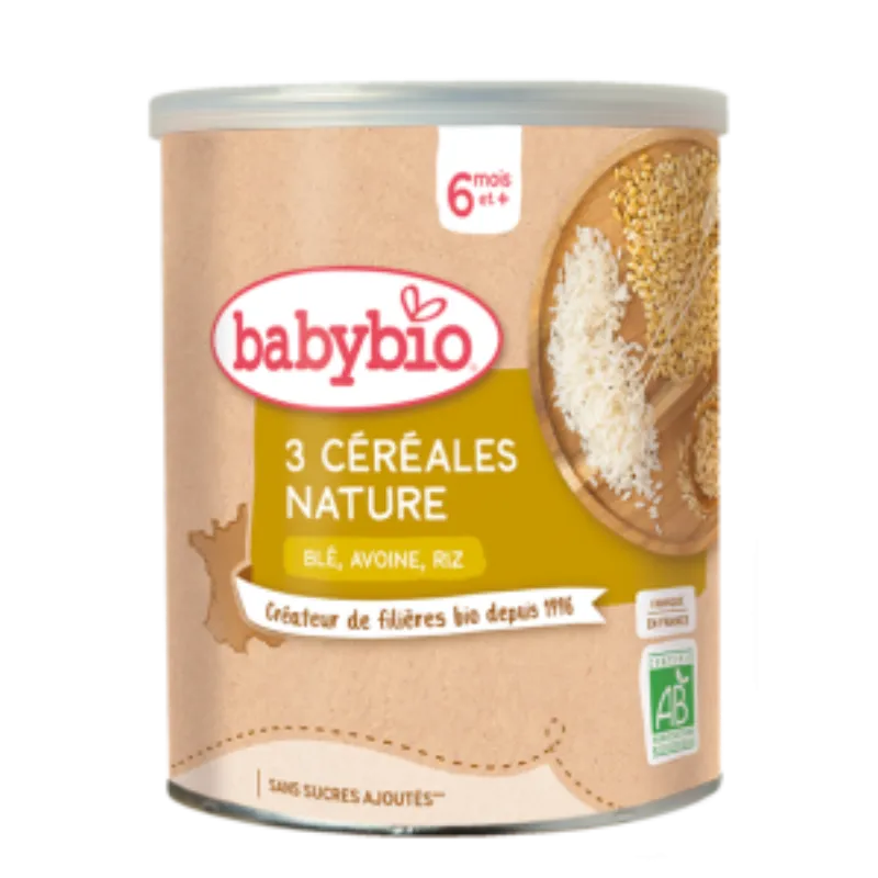 BABYBIO 3 CEREALES NATURE 220G –  | Parasativa Maroc