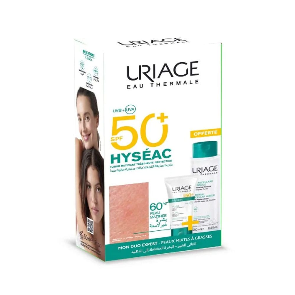 URIAGE HYSEAC FLUIDE MATIFIANT SPF50 50ML+EAU MICELLAIRE THERMALE 250ML OFFERTE –  | Parasativa Maroc