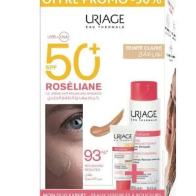 Uriage Roseliane CC Creme Teinte Claire spf50+ 40 ml + Dermo Neetoyant 250ml -50% –  | Parasativa Maroc