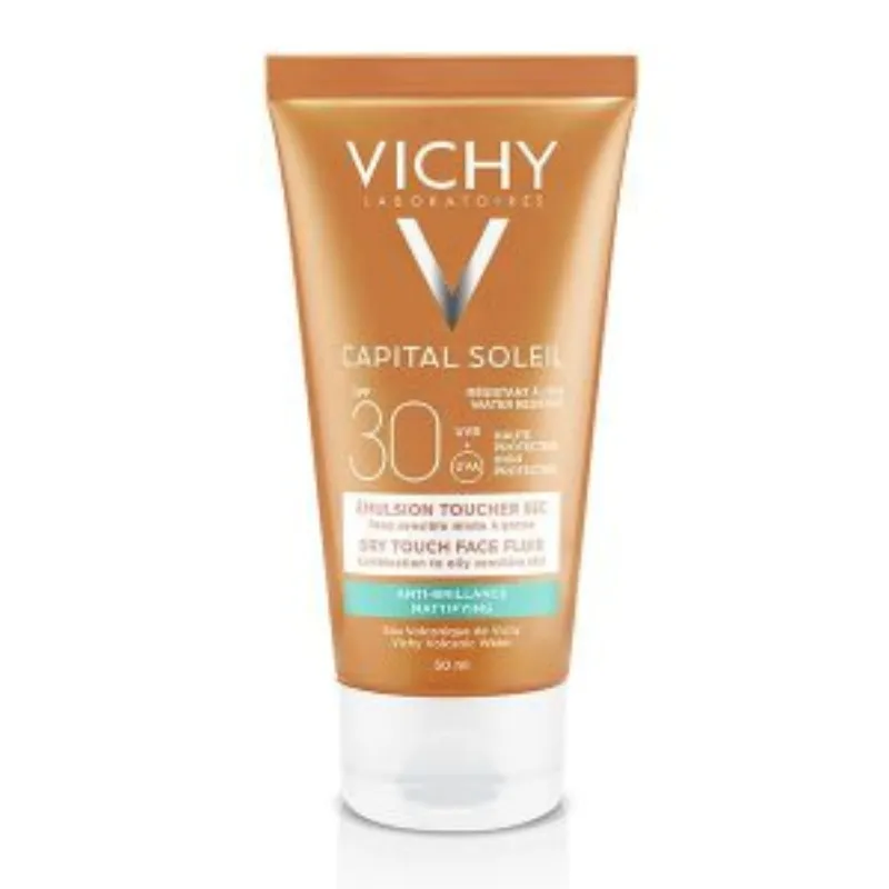 Vichy Capital Soleil Émulsion Anti-Brillance Toucher Sec SPF50 Peau Sensible Mixte à Grasse | 50ml –  | Parasativa Maroc