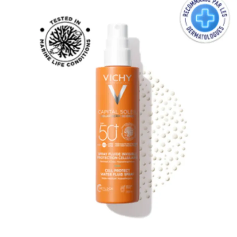 VICHY CAPITAL SOLEIL SPF50+ SPRAY FLUIDE INVISIBLE PROTECTION CELLULAIRE 200ML –  | Parasativa Maroc