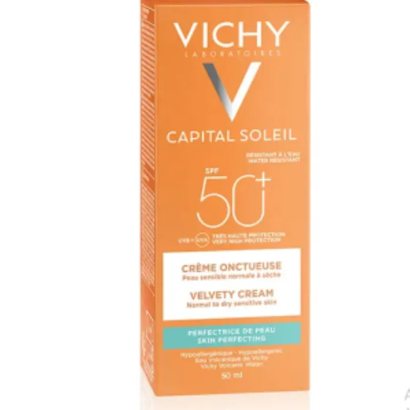 Vichy Capital Soleil Crème Onctueuse SPF50+ Peau Sensible Normale à Sèche | 50ml –  | Parasativa Maroc