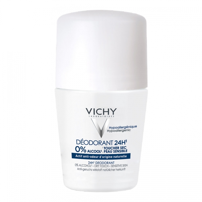 VICHY DEODORANT ROLL-ON 24H TOUCHER SEC PEAUX SENSIBLES 50ML –  | Parasativa Maroc