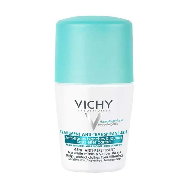 Vichy Dermo-Tolérance Déodorant 48H Anti-Traces Jaunes et Blanches Bille Peau Sensible | 50ml –  | Parasativa Maroc