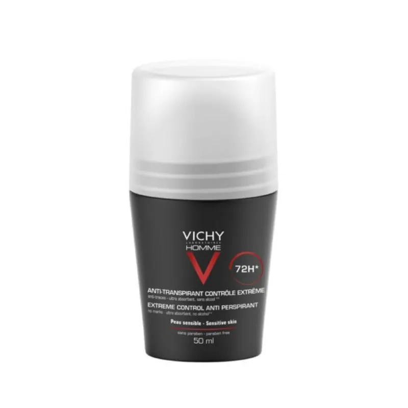 Vichy Homme Déodorant Bille Anti-Transpirant 72H Peau Sensible | 50ml –  | Parasativa Maroc