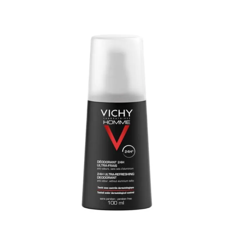 Vichy Homme Déodorant Vaporisateur Ultra-Frais 24H Peau Sensible | 100ml –  | Parasativa Maroc