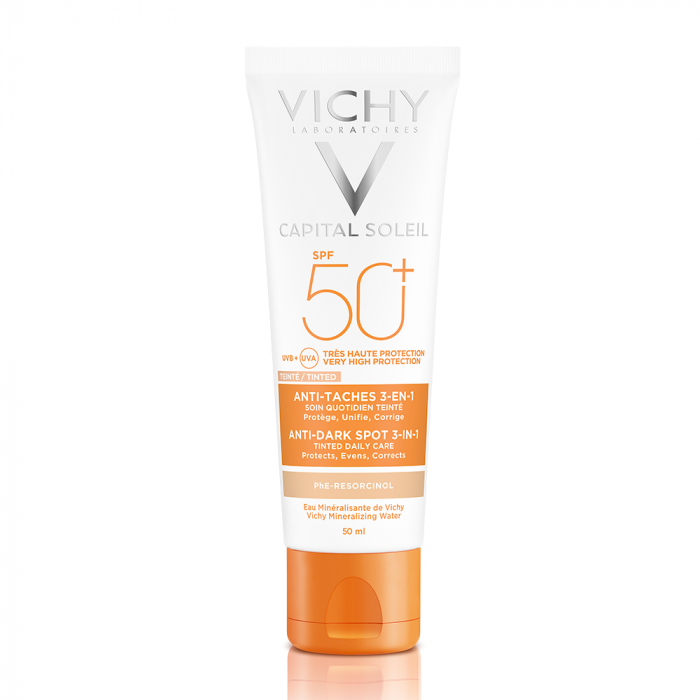 VICHY IDEAL SOLEIL CREME ANTI-TACHE 3EN1 TEINTE SPF50+ 50ML –  | Parasativa Maroc