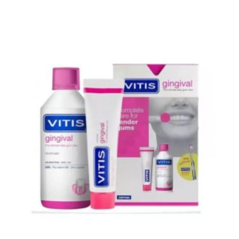 Vitis Gingival Dentifrice 75ml + Bain de Bouche 500ml + Brosse à Dent –  | Parasativa Maroc