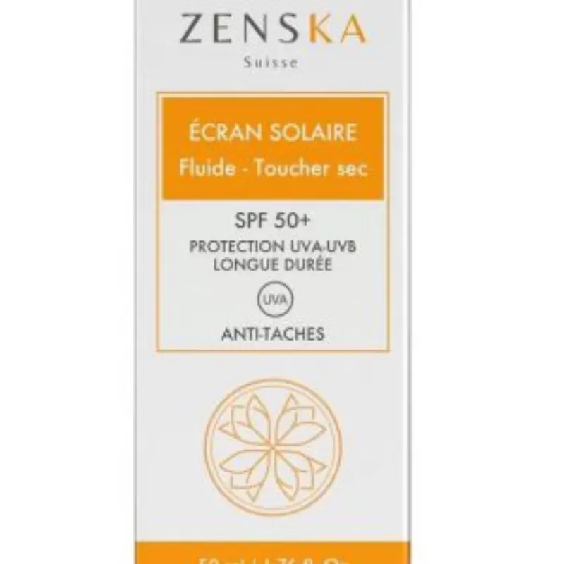 ZENSKA ÉCRAN SOLAIRE FLUIDE TOUCHER SEC – 50ml –  | Parasativa Maroc