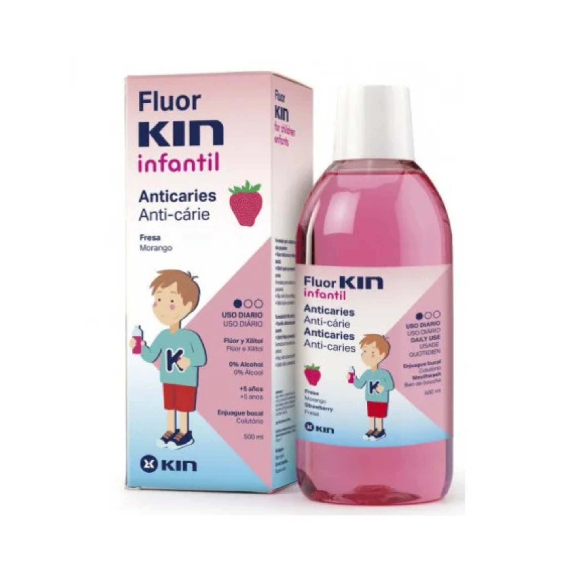 KIN FLUOR BAIN DE BOUCHE ENFANT FRAISE 500ML