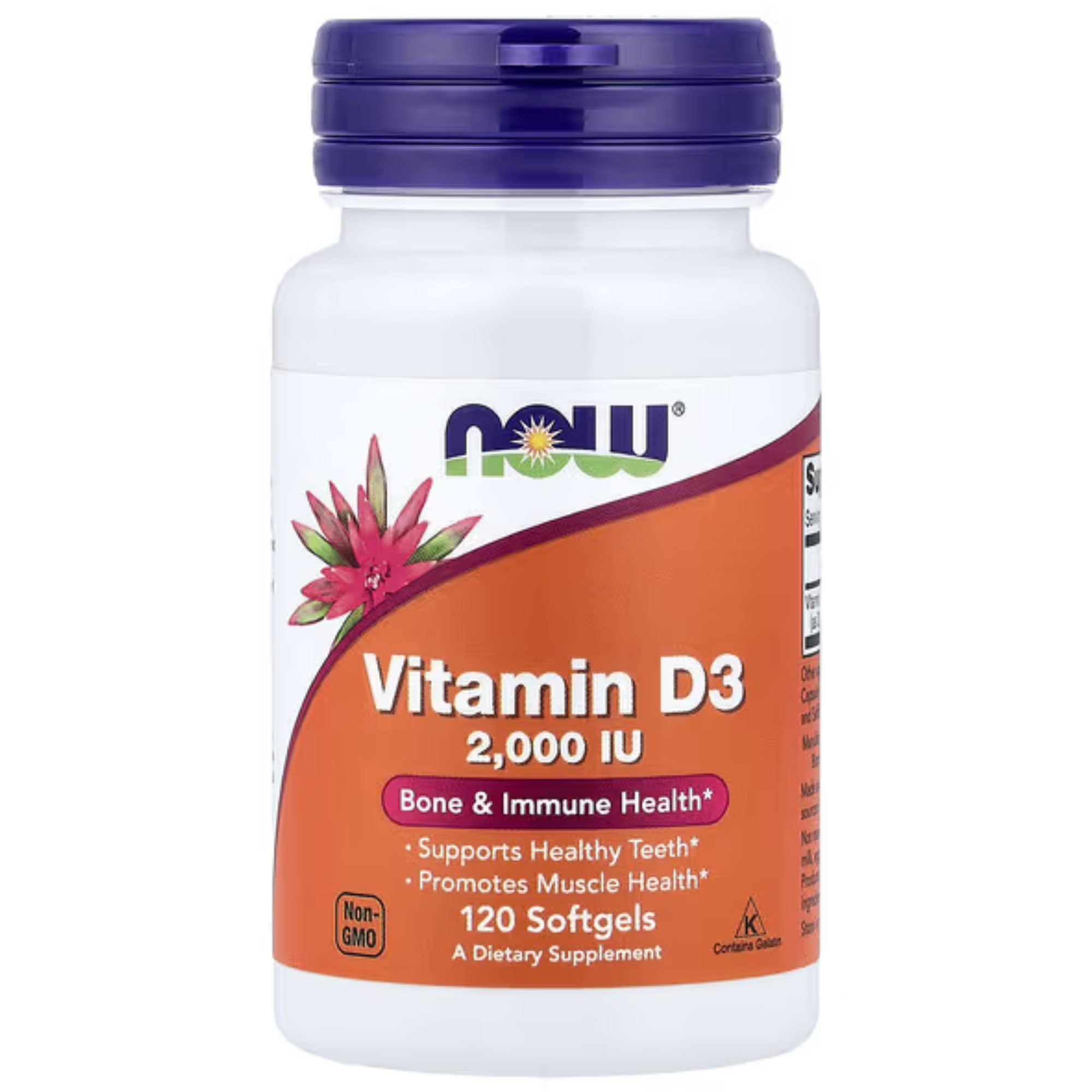 NOW FOODS VITAMINE D3 2000 UI 120 CAPSULES