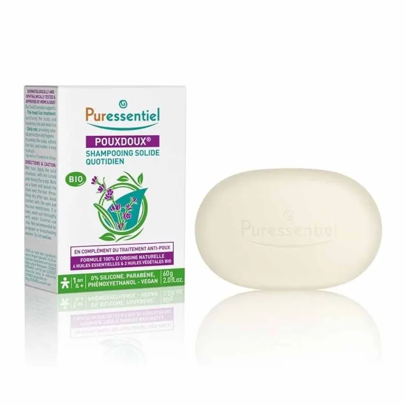 PURESSENTIEL POUDOUX ANTIPOUX SHAMPOOING SOLIDE QUOTIDIEN BIO 60G